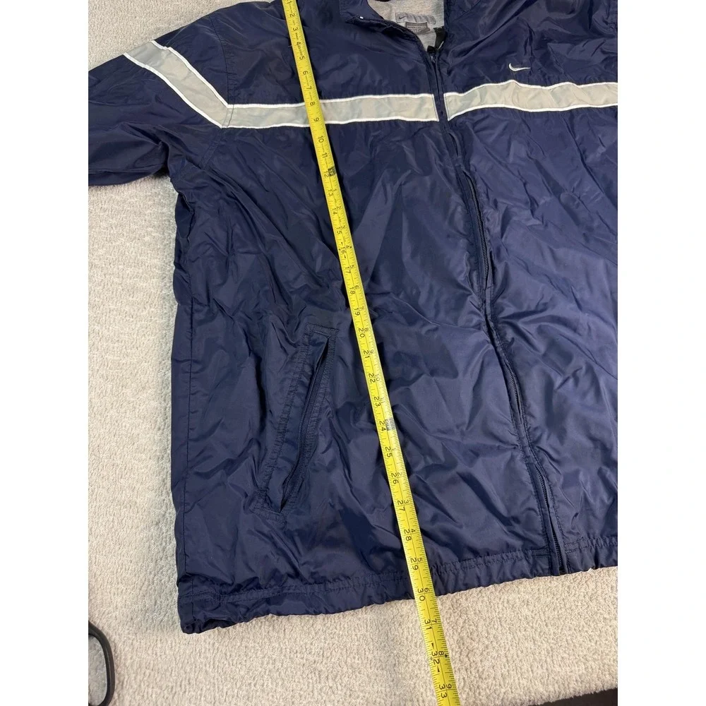 Nike‎ Y2K Jacket Mens XL Full Zip Windbreaker Stripe Hooded Pockets